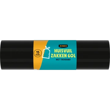 Jumbo Huisvuilzakken 60 L met Trekband 15 Stuks