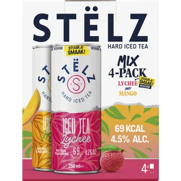 Stelz Hard Iced Tea mix Mango & Lychee 4x250ML