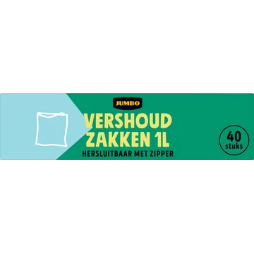 Jumbo Vershoudzakken Hersluitbaar met Zipper 1 L 40 Stuks