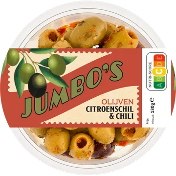 Jumbo's Olijven Citroenschil & Chili 130 g