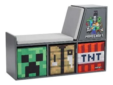 MINECRAFT Zitbank met opbergruimte en kussen
