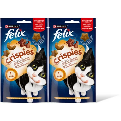 Felix Crispies rund & kipsmaak kattensnack 2pk
