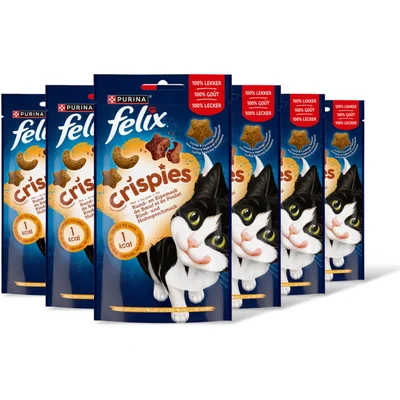 Felix Crispies rund & kipsmaak kattensnack 6pk