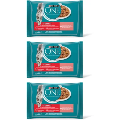 Purina ONE Sterilcat met zalm en wortels 3-pack