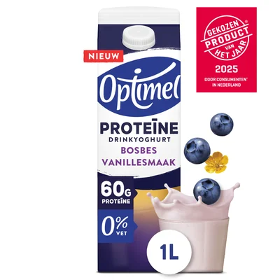 Optimel Drinkyoghurt Proteïne Bosbes Vanille