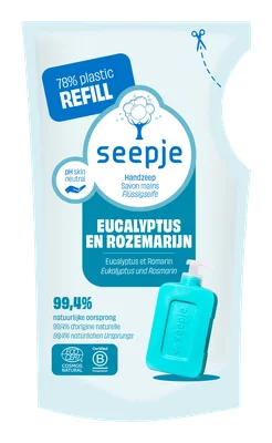 Seepje Handzeep eucalyptus rozemarijn navulling (300 ml)