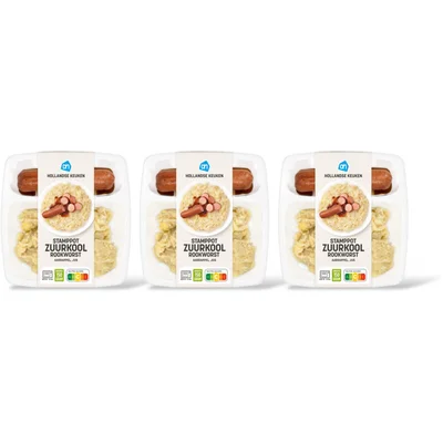 AH Stamppot zuurkool rookworst 3-pack
