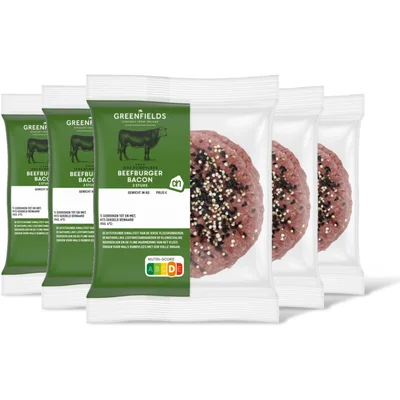 AH Greenfields Beefburger bacon 2 stuks 5-pack