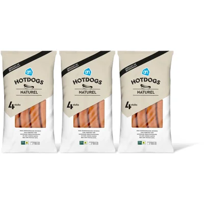 AH Hotdogs naturel 3-pack