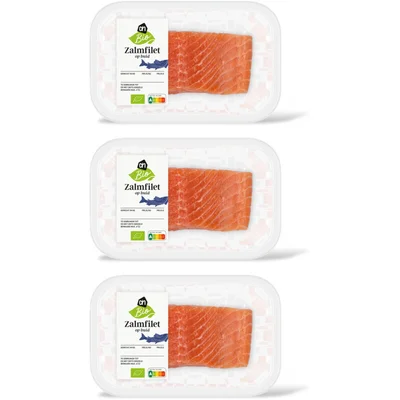 AH Biologisch Zalmfilet op huid 3-pack