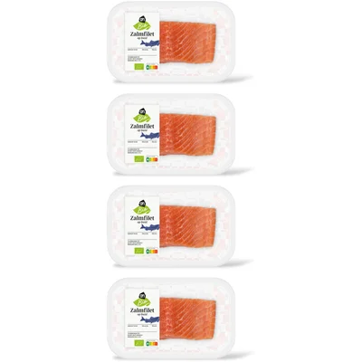 AH Biologisch Zalmfilet op huid 4-pack