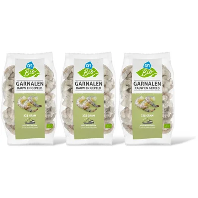 AH Biologisch Garnalen rauw en gepeld 3 pack