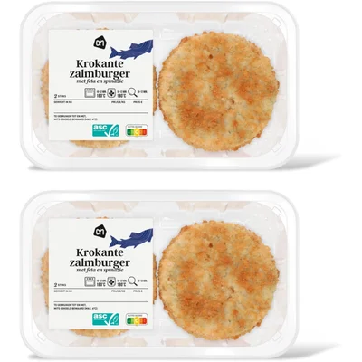 AH Krokante zalmburger feta spinazie 2-pack