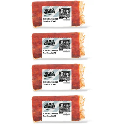 Streeckgenoten Kipgrillworst sambal 4-pack