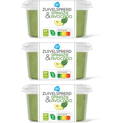 AH Zuivelspread spinazie avocado 3-pack