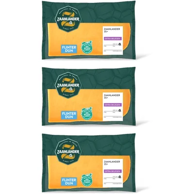 AH Zaanlander Extra belegen 35+ plakken flinterdun 3pk