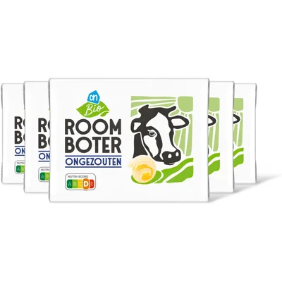 AH Biologisch Roomboter ongezouten 5-pack