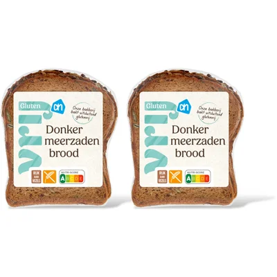 AH Glutenvrij Brood donker meerzaden half 2-pack