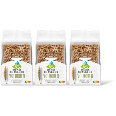 AH Biologisch Stevige crackers volkoren 3-pack