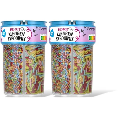 AH Bakfeest kleuren strooimix 4 vaks 2-pack