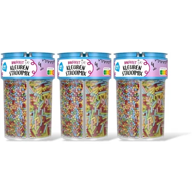 AH Bakfeest kleuren strooimix 4 vaks 3-pack