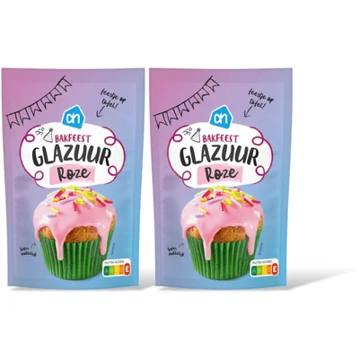 AH Bakfeest glazuur roze 2-pack