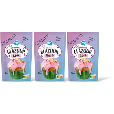 AH Bakfeest glazuur roze 3-pack