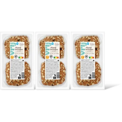 AH Glutenvrij Mueslibroodjes 3-pack