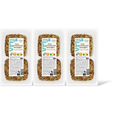 AH Glutenvrij Kaas pompoenpit broodjes 3-pack