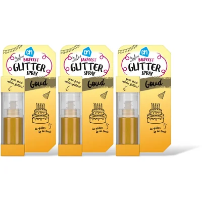 AH Bakfeest glitterspray goud 3-pack