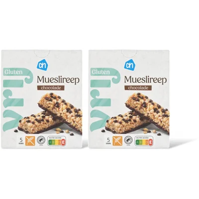 AH Glutenvrij Mueslireep chocolade 2-pack