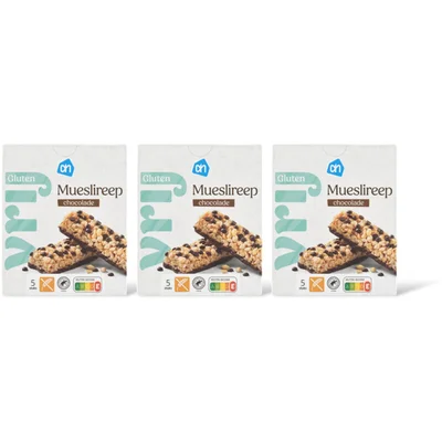 AH Glutenvrij Mueslireep chocolade 3-pack