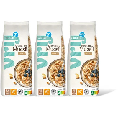 AH Glutenvrij Krokante muesli met noten 3-pack