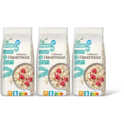 AH Glutenvrij Volkoren havermout 3-pack
