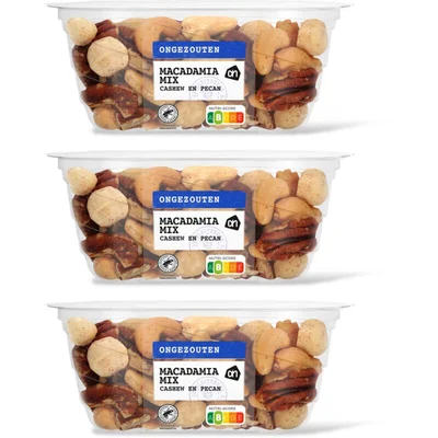 AH Macadamiamix ongezouten 3-pack