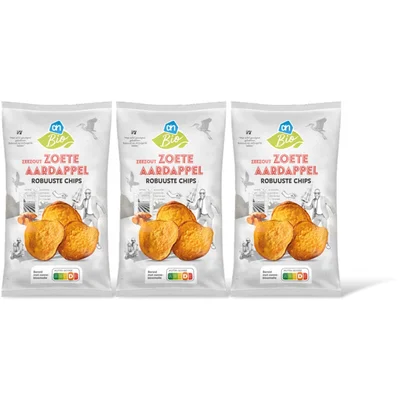 AH Biologisch Zoete aardappel chips 3-pack