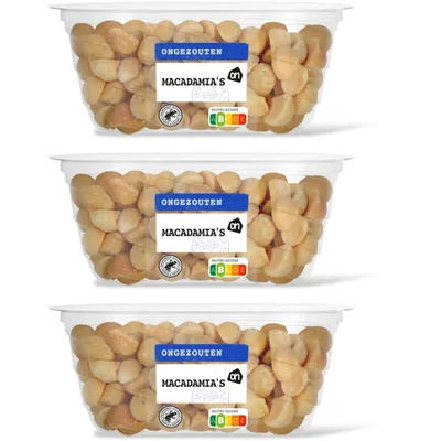 AH Ongezouten macadamia's geroosterd 3-pack