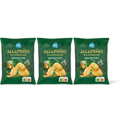 AH Robuuste chips kaassmaak jalapeno 3-pack