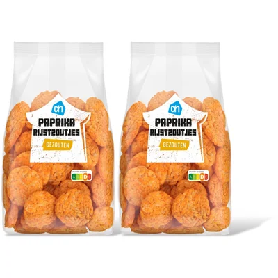 AH Paprika rijstzoutjes gezouten 2-pack