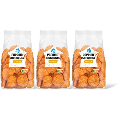 AH Paprika rijstzoutjes gezouten 3-pack