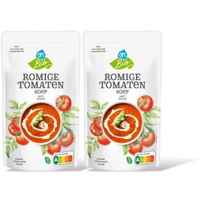 AH Biologisch Romige tomatensoep met room 2-pack