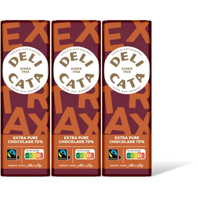 Delicata Reep extra pure chocolade 70% 3-pack