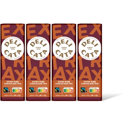Delicata Reep extra pure chocolade 70% 4-pack