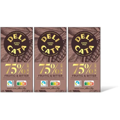 Delicata Reep puur 75% cacao 3-pack
