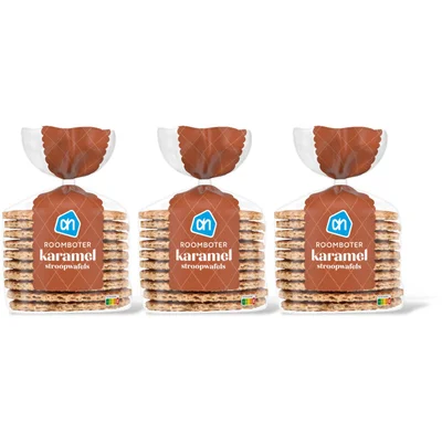 AH Roomboter karamel stroopwafels 3-pack