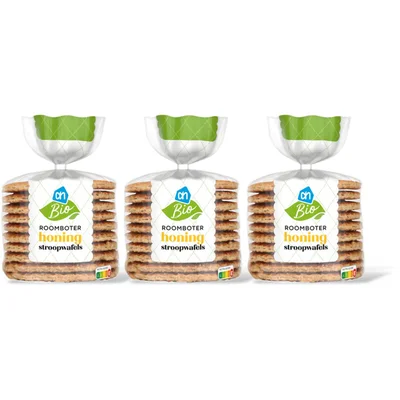 AH Biologisch Honing stroopwafels 3-pack