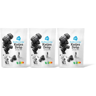 AH Suikervrij katjesdrop 3-pack