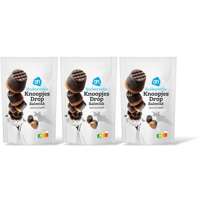 AH Knoopjesdrop salmiak suikervrij 3-pack