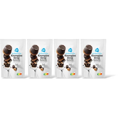 AH Knoopjesdrop salmiak suikervrij 4-pack