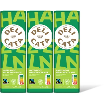 Delicata Reep melkchocolade hazelnoot 3-pack